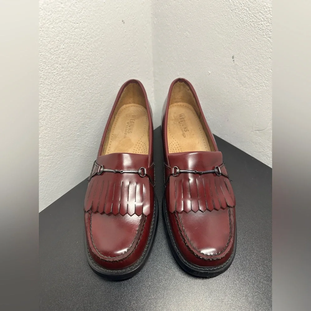 GH Bass & Co Weejuns Fringe Horsebit Loafers Dress Shoes Women’s 9.5 Burgundy - Picture 6 of 12